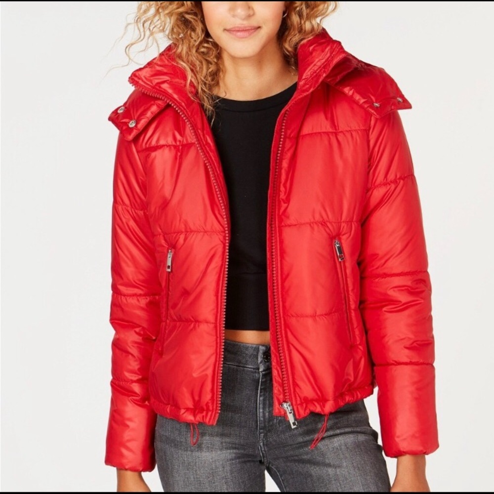 Maralyn & Me Red Puffer Bomber Jacket